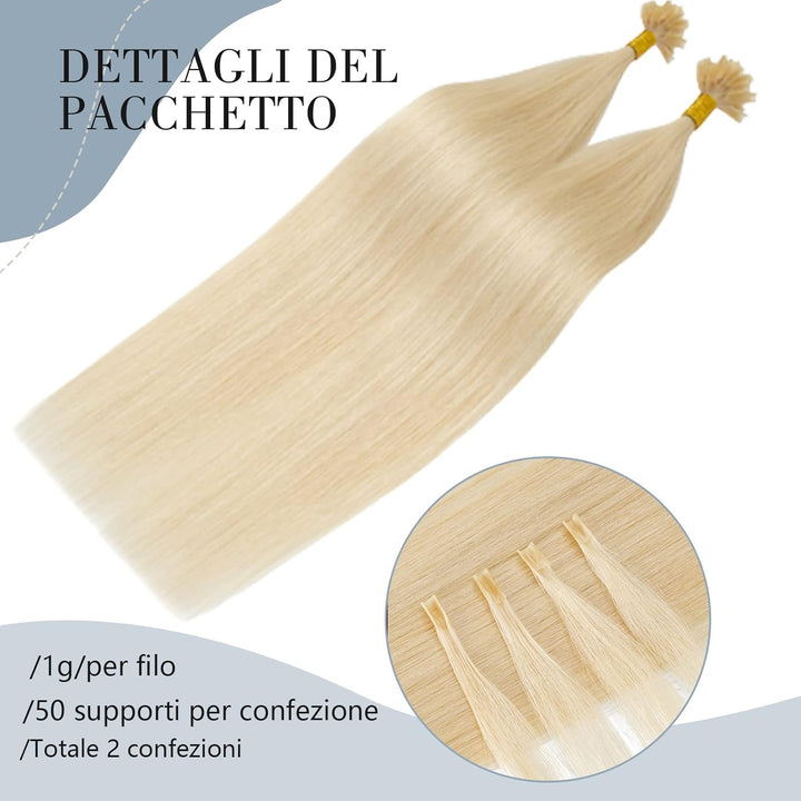Bonding Extensions Echthaar Haarverlängerung Keratin U Tip 1g/Strähne 100g/Packung Günstig Natürlich