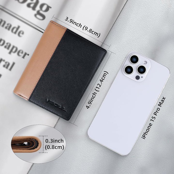 VISOUL Echt Leder Geldbörse Herren mit RFID Schutz Portemonnaie Gross mit Münzfach 10 Fächer Echtled