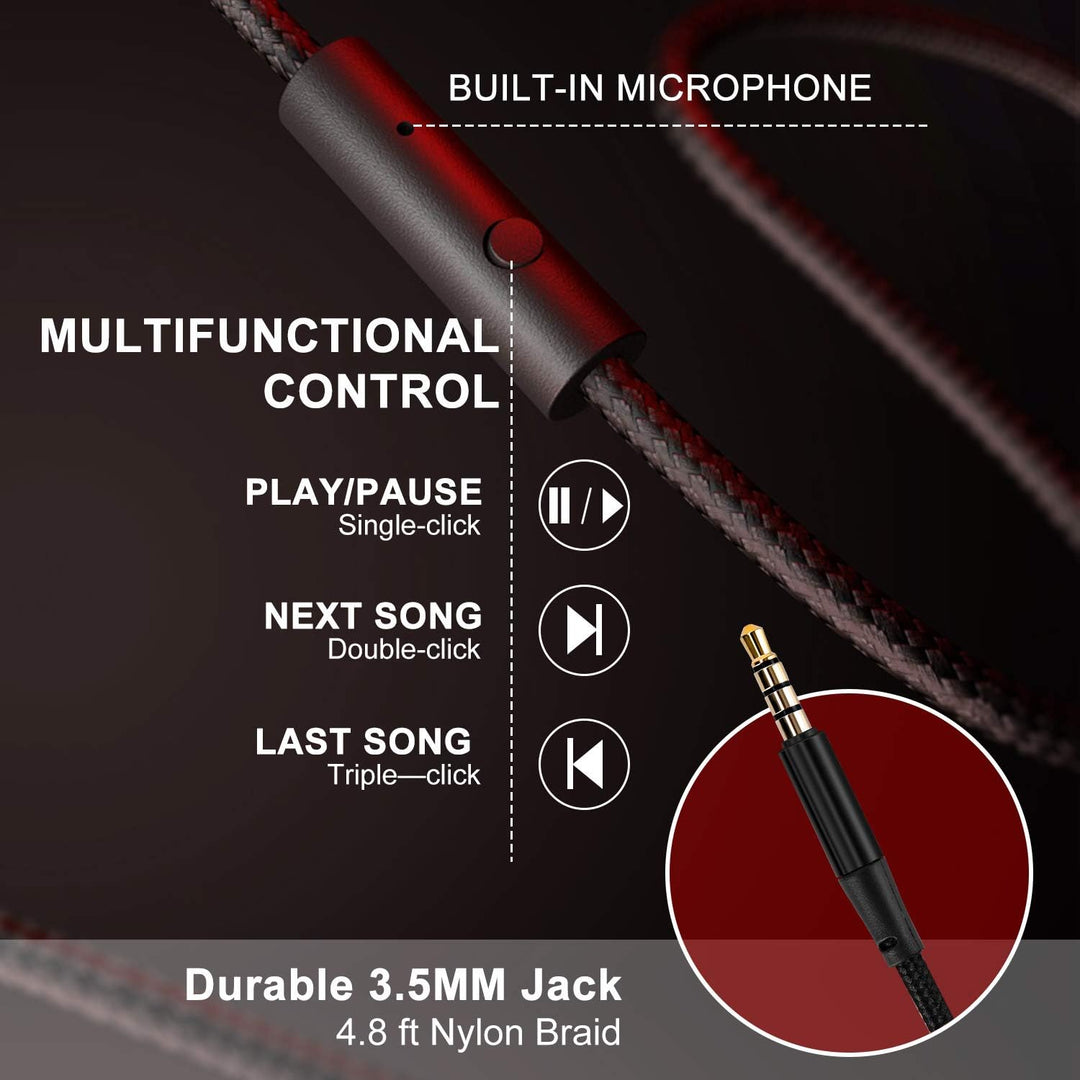 LORELEI X8 Over-Ear-Kopfhörer mit Mikrofon mit 1,45 m verwicklungsfreier Nylonschnur und 3,5-mm-Stec
