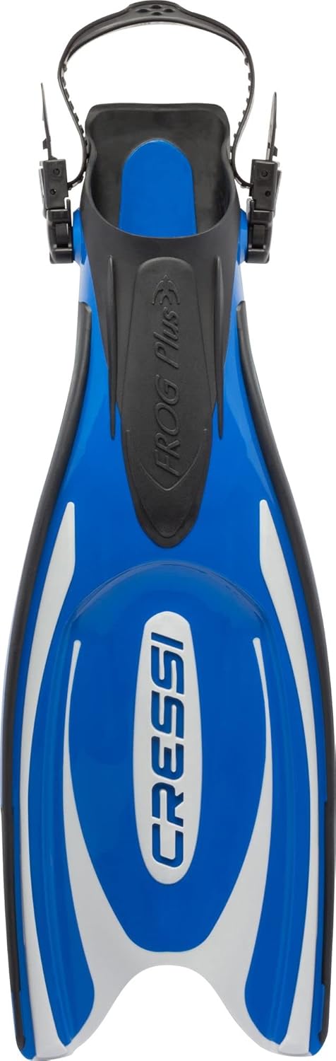 Cressi Frog Plus Tauchflossen Erwachsene S/M - 39/42 Blau/Silber, S/M - 39/42 Blau/Silber