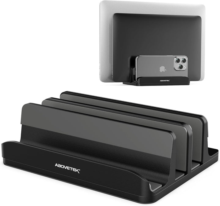 AboveTEK Vertikaler Laptopständer, Laptophalter für Laptop bis zu 17,3 ", 4 in 1, 3 Steckplätze Anti