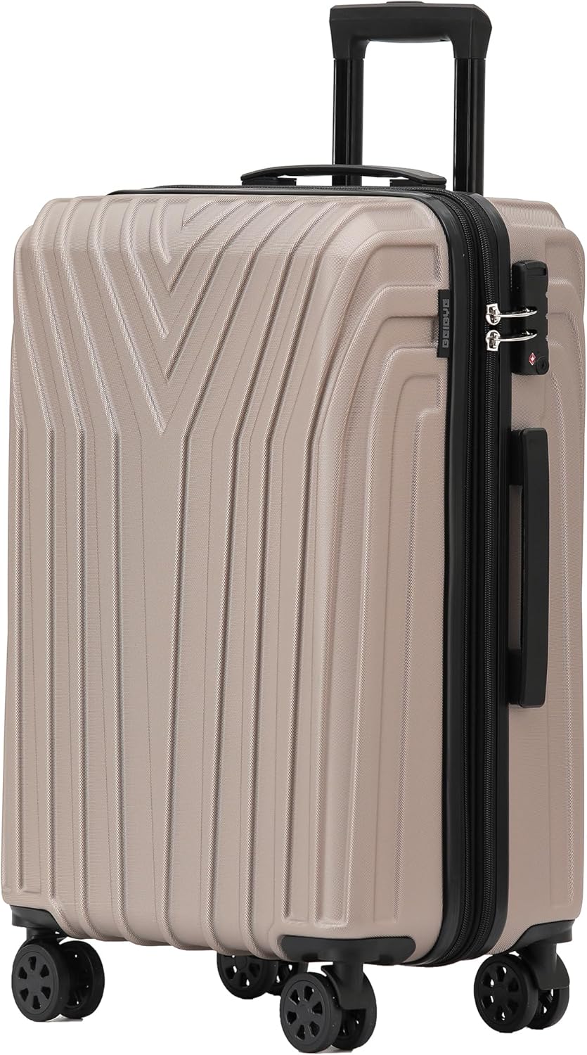 BEIBYE Kofferset Rollkoffer Koffer Hartschale,TSA Schloss, Zwillingsrollen, Erweiterung (Champagner,