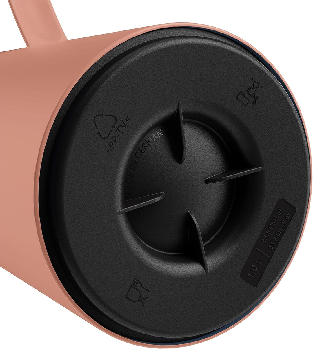 Emsa N41709 Motiva Isolierkanne | 1 Liter | Quick-Press-Verschluss | 12h heiss, 24h kalt | Glaskolbe
