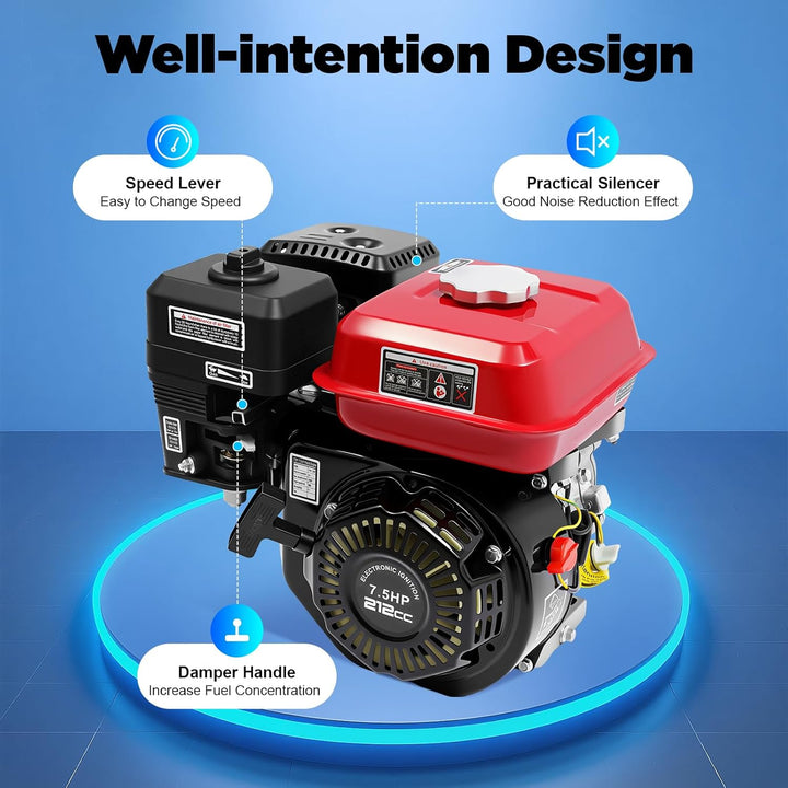 BJTDLLX 7.5 PS 210cc Benzinmotor Kartmotor Standmotor Antriebsmotor 4 Takt 3600 U/min Ersatzmotor 20