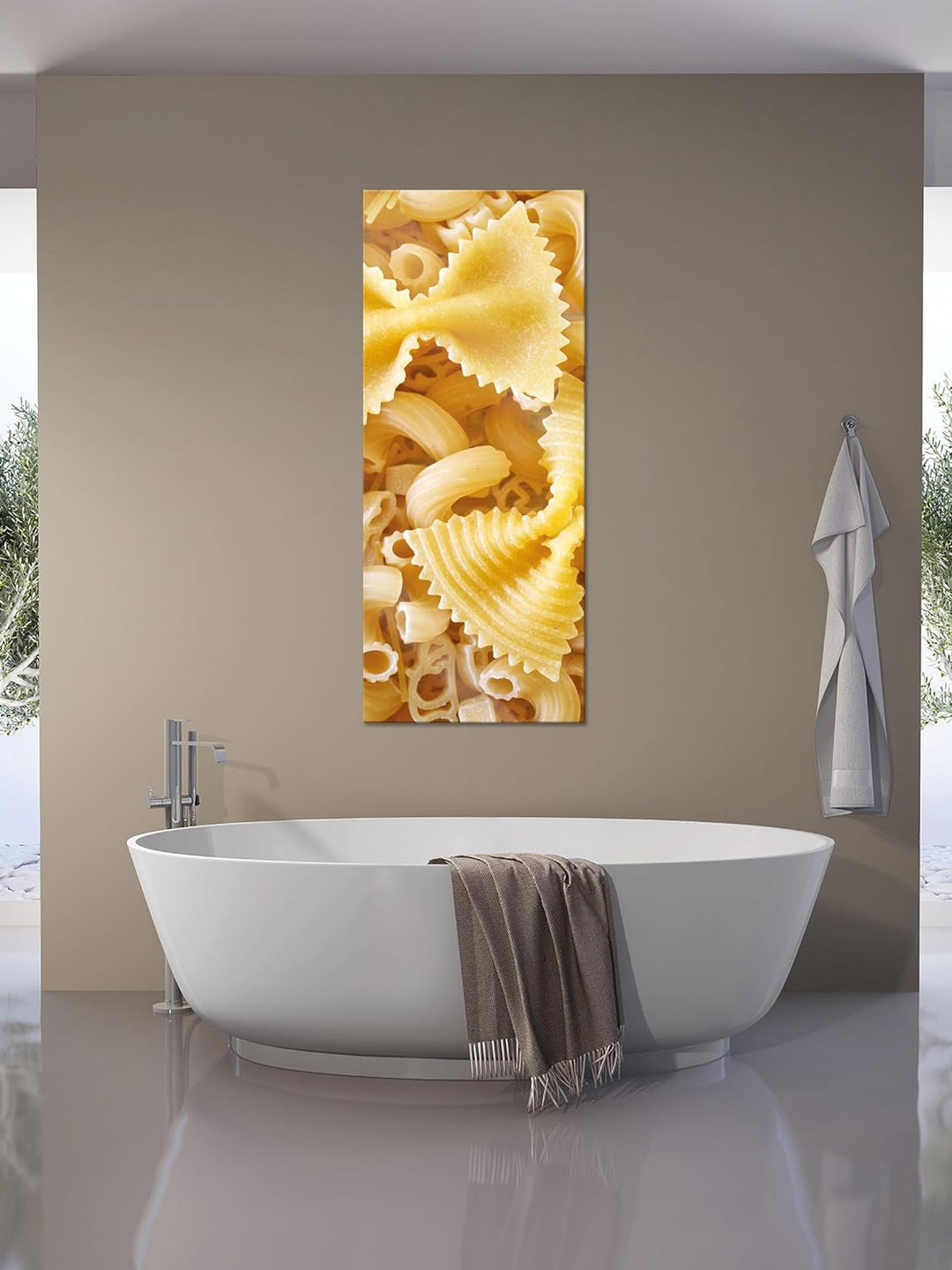 Glasbild Panorama | Wandbild aus Echtglas | Nudeln Pasta Italia Mischung | 100x40 cm | inkl. Aufhäng