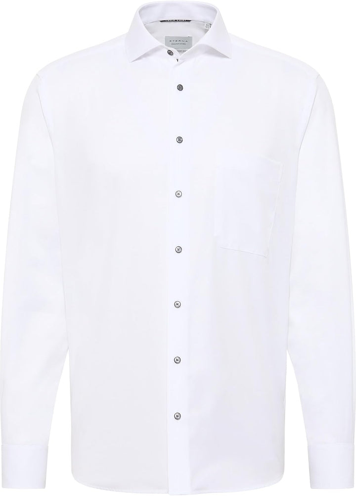 ETERNA Herren bedrucktes Twill-Hemd Comfort FIT 43 Weiss 02, 43 Weiss 02
