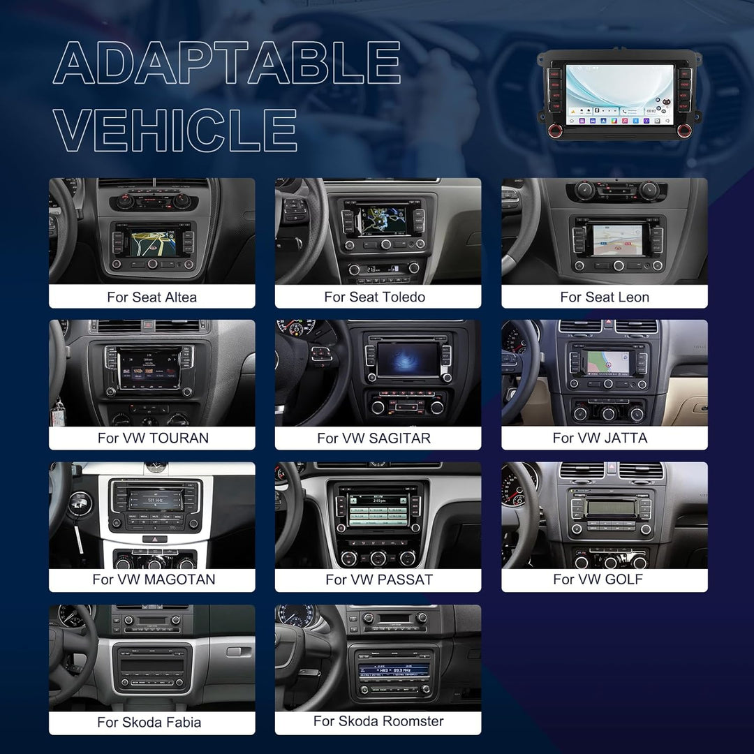 Android Wireless Carplay Autoradio mit Navi für VW Golf 5 6 Polo Passat, 7 Zoll Touch Display Radio
