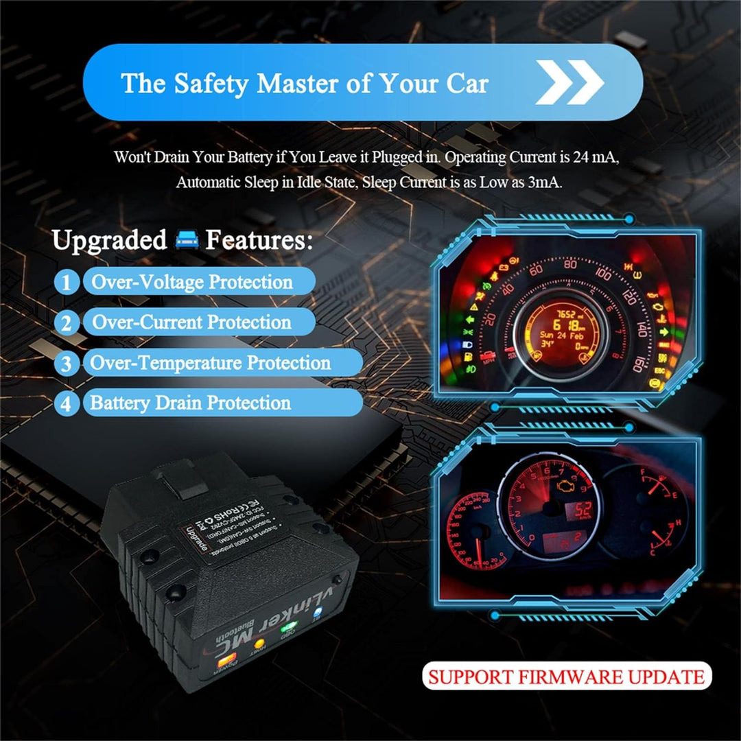 vLinker MC Mini Bluetooth OBD II Scanner Adapter Auto Diagnose Scan Tool und Codeleser fĂŒr Android (