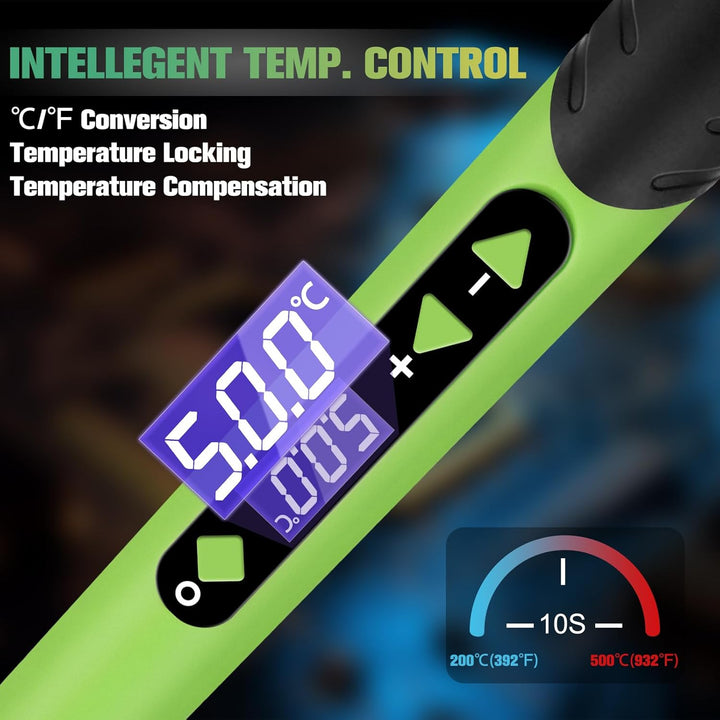 Lötkolben, 90W Lötset, LCD-12-in-1-Lötwerkzeug, einstellbare Temperatur 200–500 °C, mit 5 * austausc