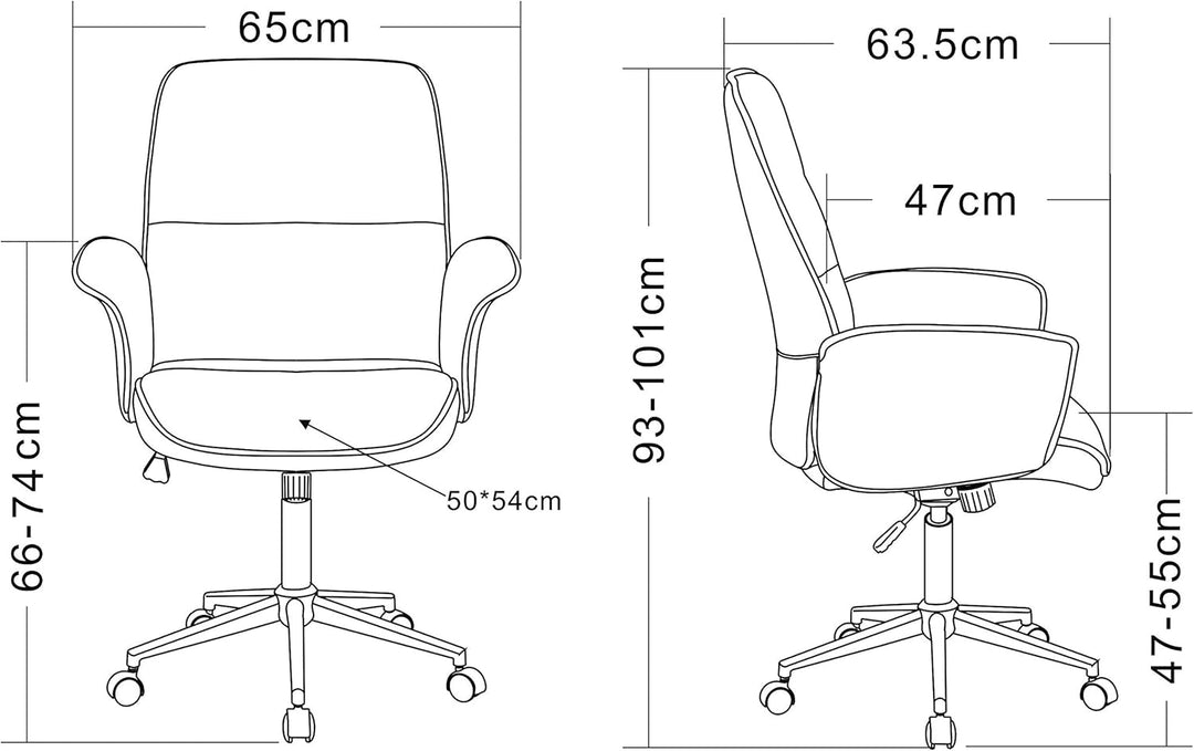 SixBros. Bürostuhl, Schreibtischstuhl mit Armlehne und niedriger Rückenlehne, Drehstuhl stufenlos hö
