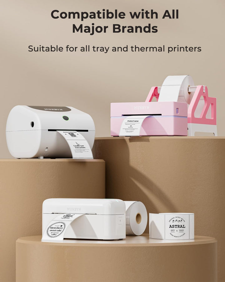 MUNBYN 2" Runde Etiketten Selbstklebend Rolle-Versandetiketten 750 Etiketten Kreis Thermodirekt Etik