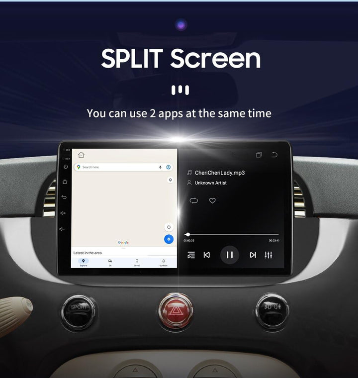 hizpo 9 Zoll Touchscreen Autoradio Kompatibel mit FIAT 500 2007-2014 mit Carplay/Android Auto 8-Core