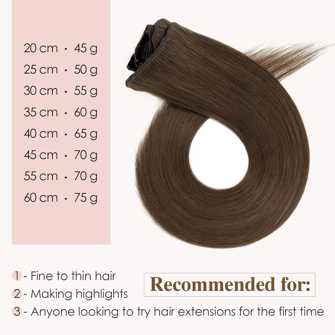 TESS Clip in Extensions Echthaar Haarteile Dunkelbraun #2 Remy Haar Extensions guenstig Haarverlänge