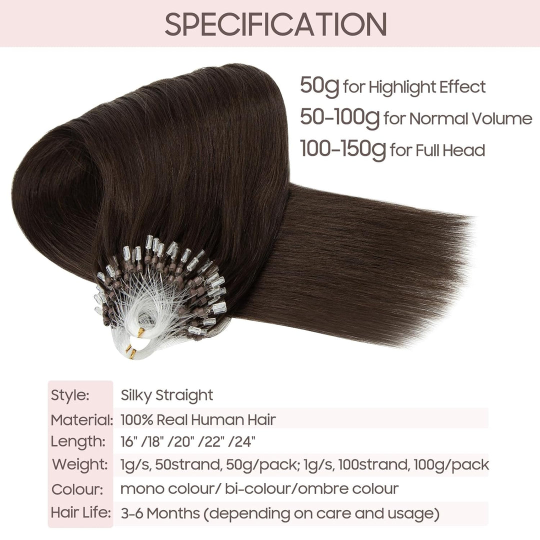 Silk-co Microring Extensions Echthaar 0.5g Haarteile Echthaar 100 Strähnen Weich Glatt Haarverlänger