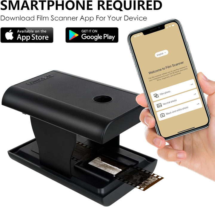 DGODRT Diascanner, Mobile Film Scanner, Scannen und Speichern Ihrer 24x36 mm Negative und Dias mit S