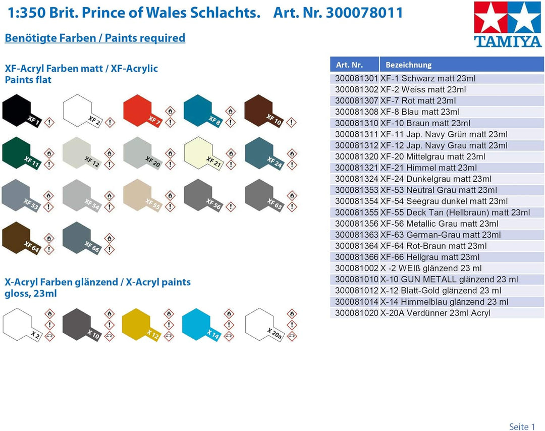 TAMIYA 78011 1:350 Britischer Prince of Wales Schlachts, originalgetreue Nachbildung, Modellbau, Pla