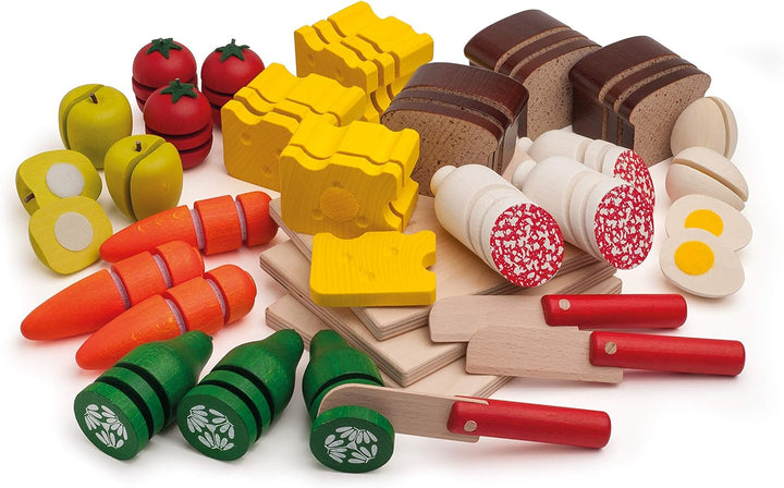 Erzi 42480 Lernbox Schneideset aus Holz, Lernmaterial, Kreativität, Feinmotorik