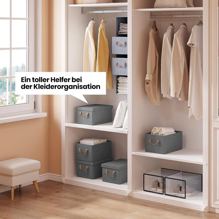 WOLTU Aufbewahrungsboxen 5er Set, Box mit Deckel, Stoffbox, Aufbewahrungskorb, faltbare Box, Aufbewa