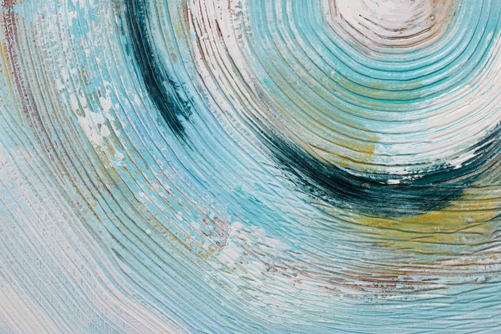 KunstLoft Leinwandbild | 100% HANDGEMALT | 80x80cm | Gemälde 'Gleaming Swirl' | Abstrakt | Blau Weis