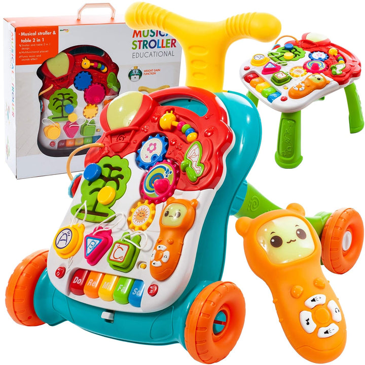 MalPlay Laufwagen Bunt mit Spieltisch und Baby Piano Lauflernwagen Lauflernhilfe Gehhilfe Musik für