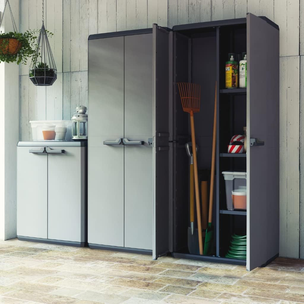 Keter Più Kunststoffschrank, hoch, anthrazit/schwarz, 68 x 39 x 166 cm Tall cabinet, Tall cabinet