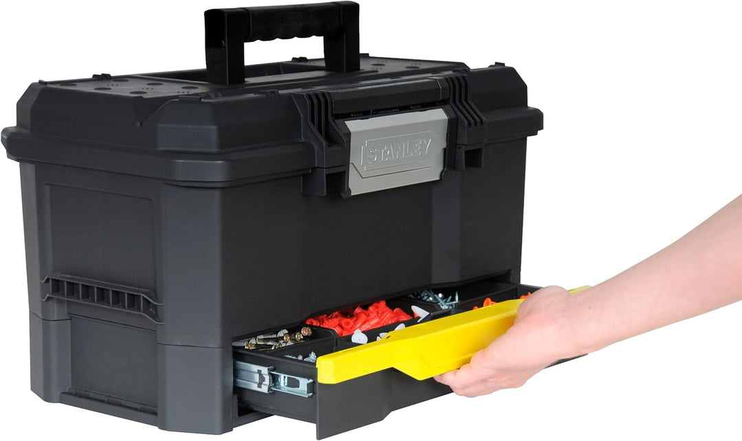 Stanley Werkzeugkiste leer aus Kunststoff 1-70-316 – Masse: 48.1 x 27.9 x 28.7 cm & Stanley Sortmast