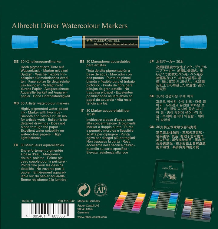 Faber-Castell 160330 Aquarellmarker Albrecht Dürer mit Doppelspitze für flächigen und präzisen Farba
