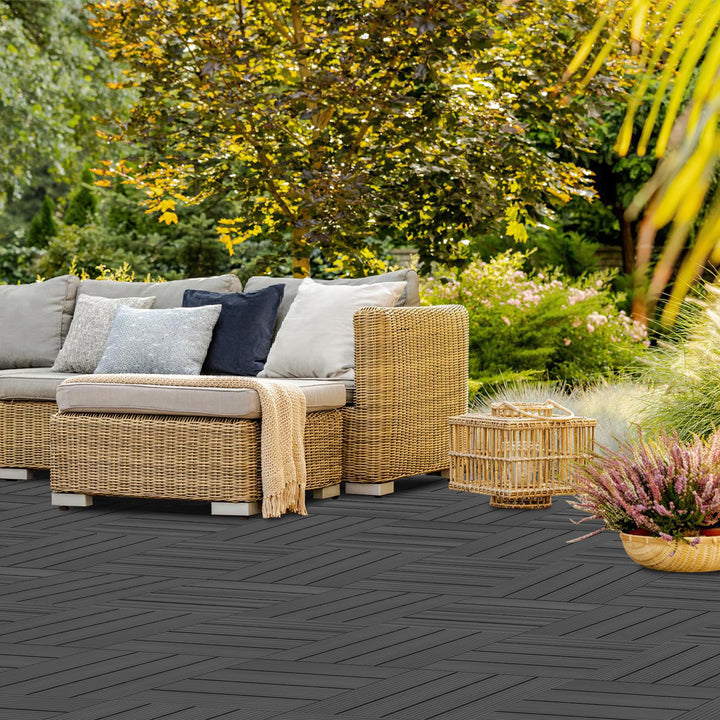 Ansobea WPC Terrassenfliesen Fliesen, 30x30 Holzfliesen 11er Set für 1m²,Balkonfliesen in Holzoptik,