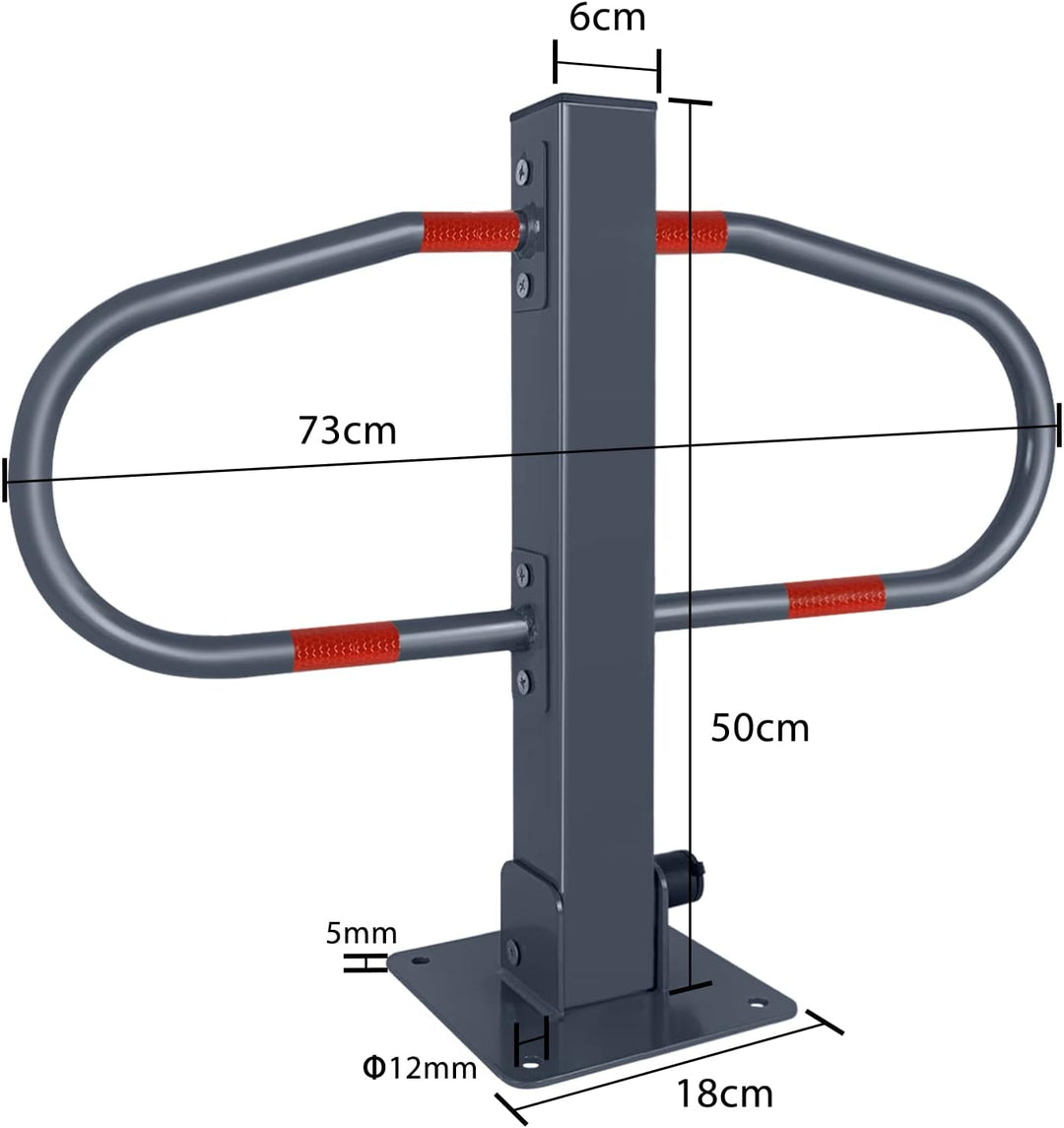 NAIZY Parkpfosten klappbar Parkplatzsperre mit 3 Schlüssel & Reflektierende Aufkleber Parkbügel 73x5