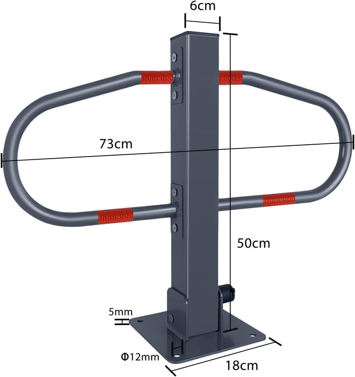 NAIZY Parkpfosten klappbar Parkplatzsperre mit 3 Schlüssel & Reflektierende Aufkleber Parkbügel 73x5