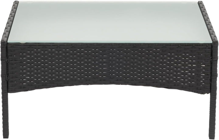 Mendler Poly-Rattan Gartentisch Halden-AM, Beistelltisch Tisch mit Glasplatte - anthrazit, Anthrazit