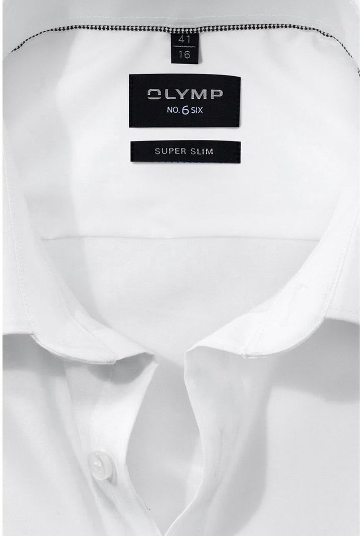 OLYMP Herren Businesshemd Langarm No. Six,Pin Point,super Slim,Modern Kent 36 Weiã, 36 Weiã
