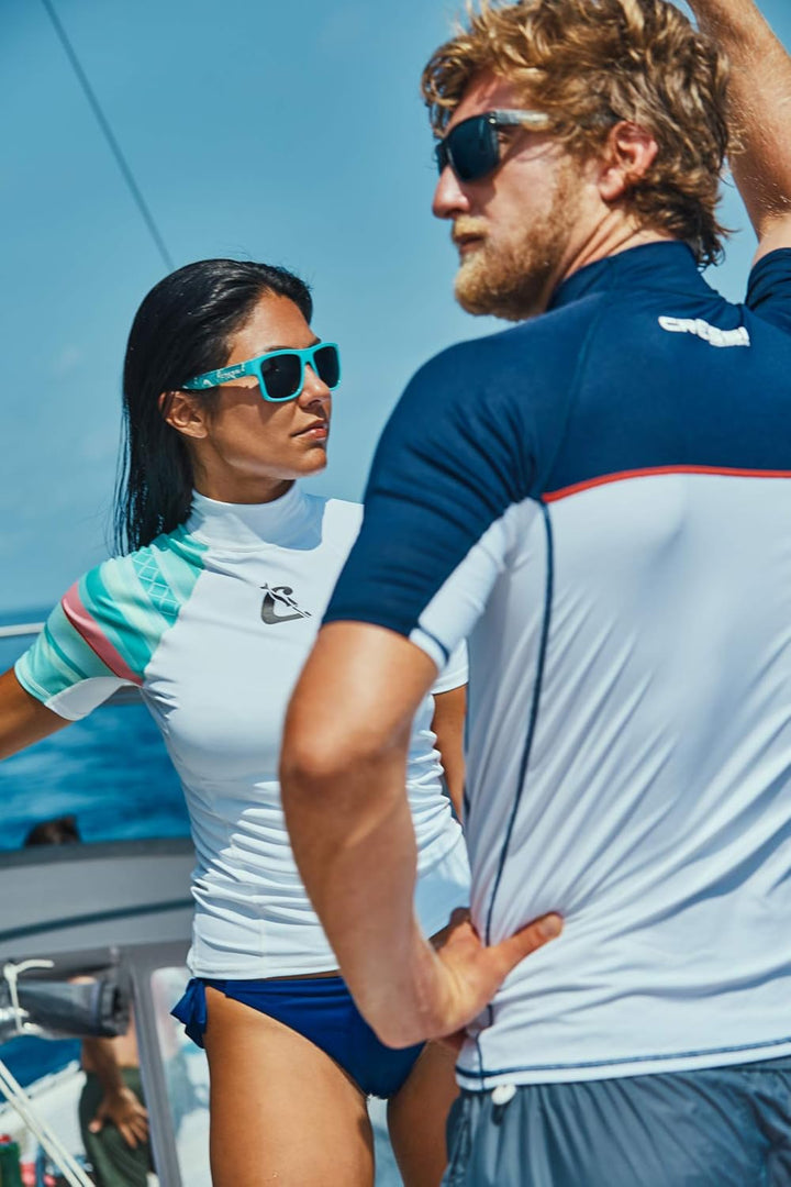 Cressi Shield Man Rash Guard Short/Sl Schützender Rashguard für SUP und Wassersport Weiss/Blau XXL,