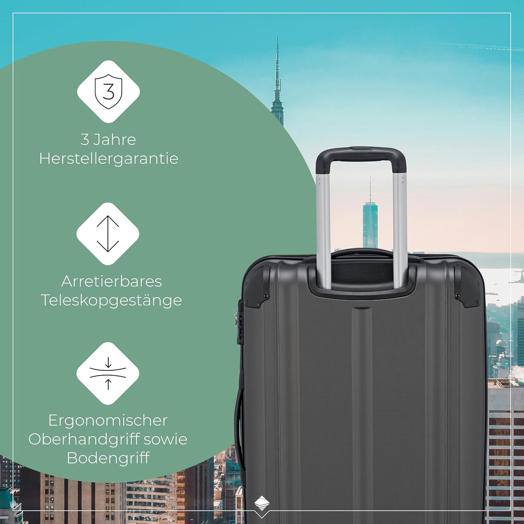 travelite 4-Rad Handgepäck Koffer erfüllt IATA Bordgepäckmass, Gepäck Serie CITY: Robuster Hartschal