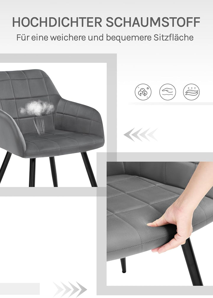 WOLTU® Esszimmerstuhl BH93dgr-1 1 Stück Küchenstuhl Polsterstuhl Wohnzimmerstuhl Sessel mit Armlehne