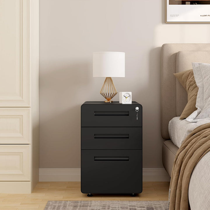 WOLTU Aktenschrank, Rollcontainer mit 3 Schubladen, Büroschrank unter Schreibtisch, Schubladenschran