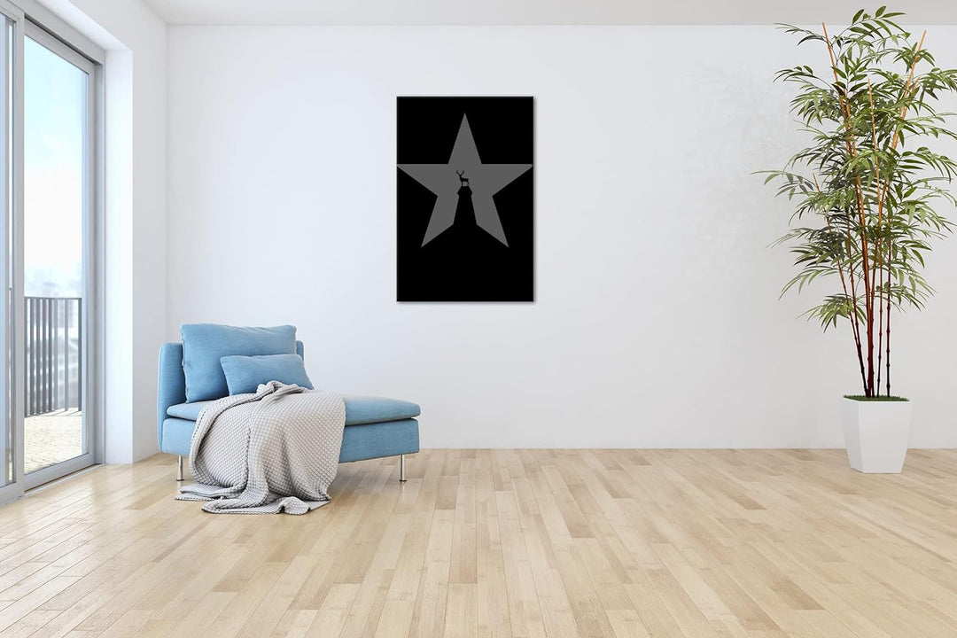 deyoli Sternen Hirsch Format: 80x60 Effekt: Schwarz&Weiss als Leinwandbild, Motiv fertig gerahmt auf