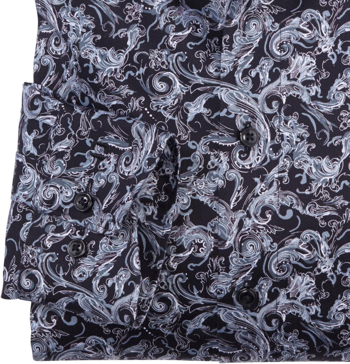 OLYMP Herren Businesshemd Langarm Luxor,Digitaldruck,modern fit,Global Kent 37 Schwarz 68, 37 Schwar