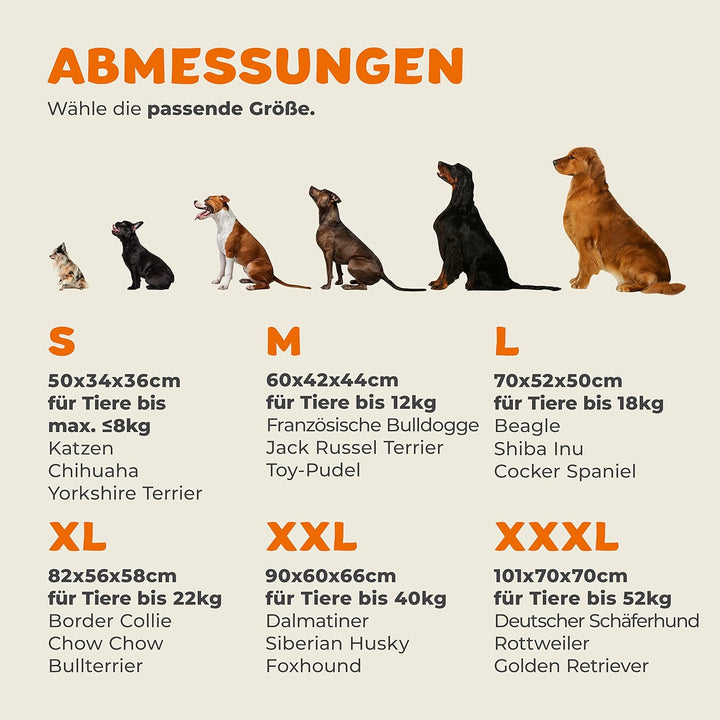 CADOCA® Hundebox XXL 90x60x66cm faltbar atmungsaktiv robust Auto Hundetransportbox Transporttasche H