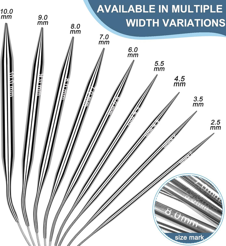 Coopay Rundstricknadel Set mit Exquisit Etui, Edelstahl Stricknadeln Rundstricknadel 60 cm, Metall R