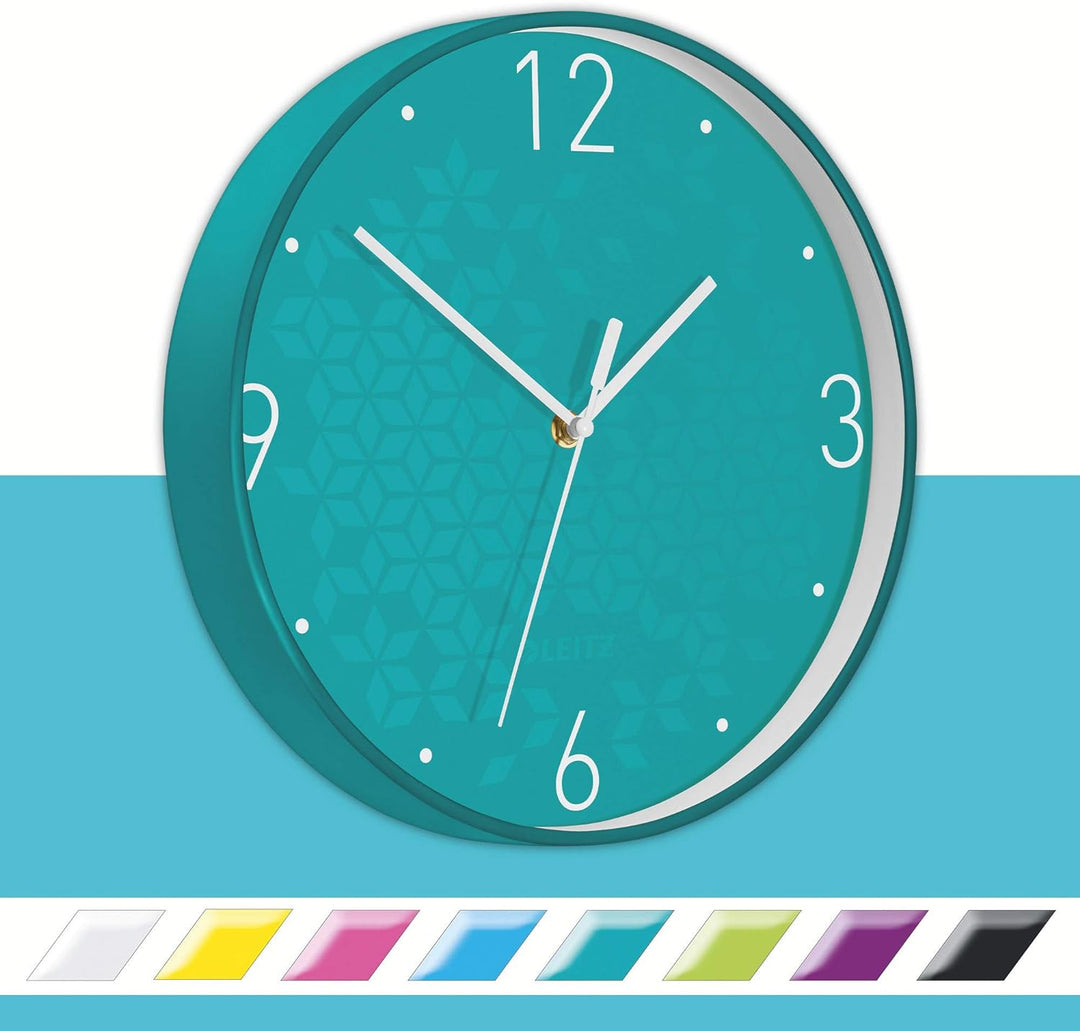 Leitz Wanduhr WOW, Eisblau, 32.5 x 31.1 cm WOW Eisblau, WOW Eisblau