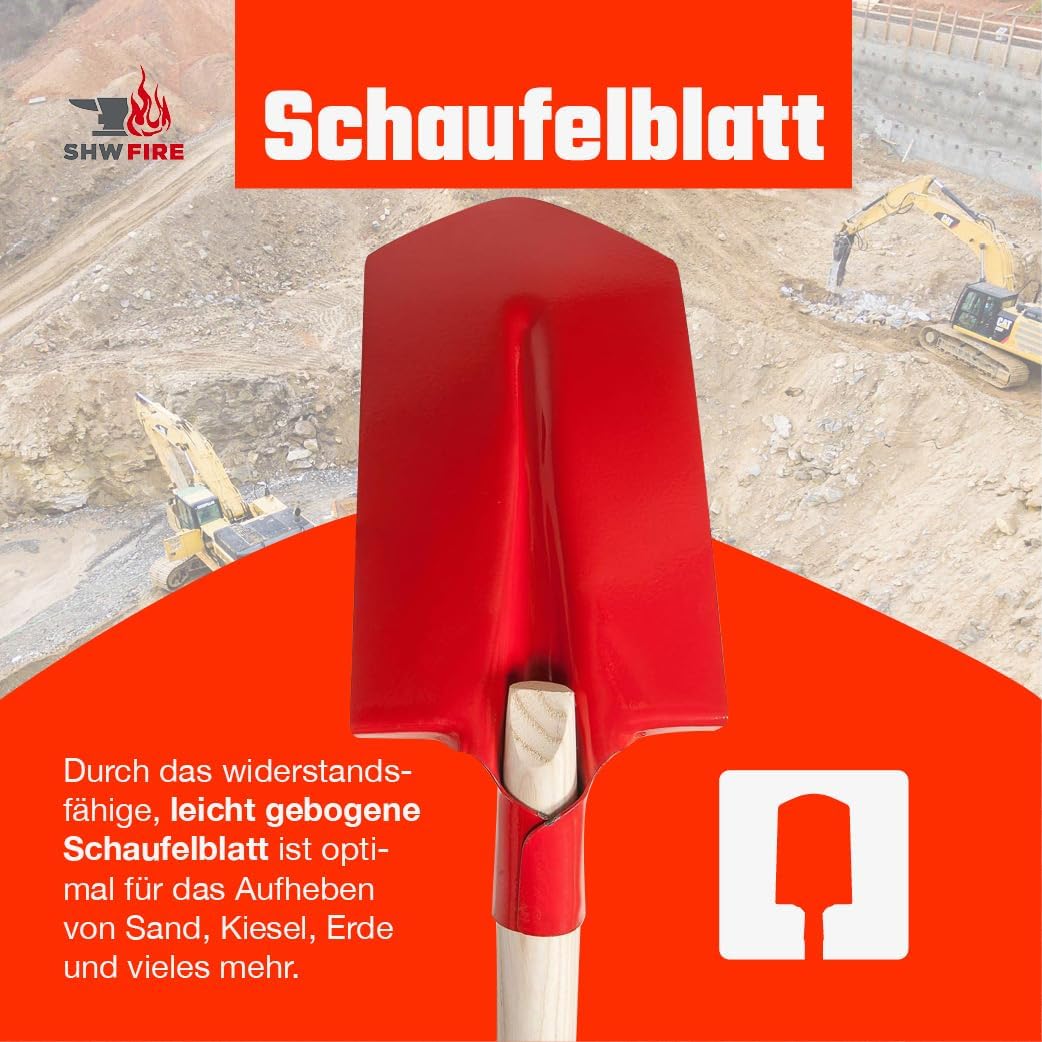 SHW-FIRE Kabelgrabenschaufel, 30x16cm, robuster Spezialstahl, Trittschutz, Profi Grabenschaufel