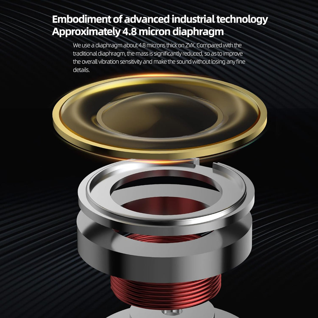 Yinyoo KZ ZVX 10 mm Dual Cavity Super Linear Dynamic Driver HiFi In-Ear-Kopfhörer, KZ Neu verdrahtet