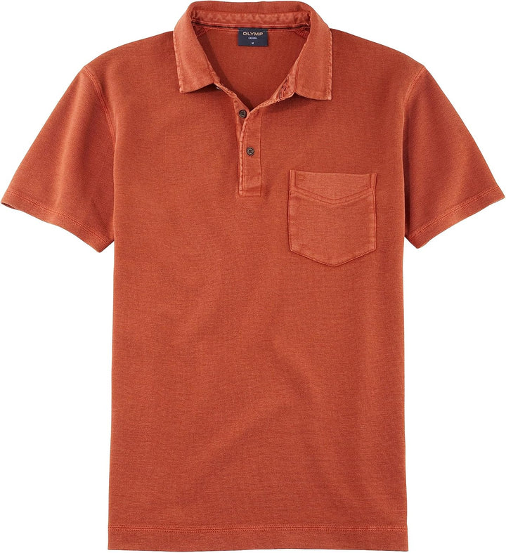 OLYMP Herren Polo-Shirt Kurzarm Casual Wirk,Uni,Regular fit L Braun 28, L Braun 28