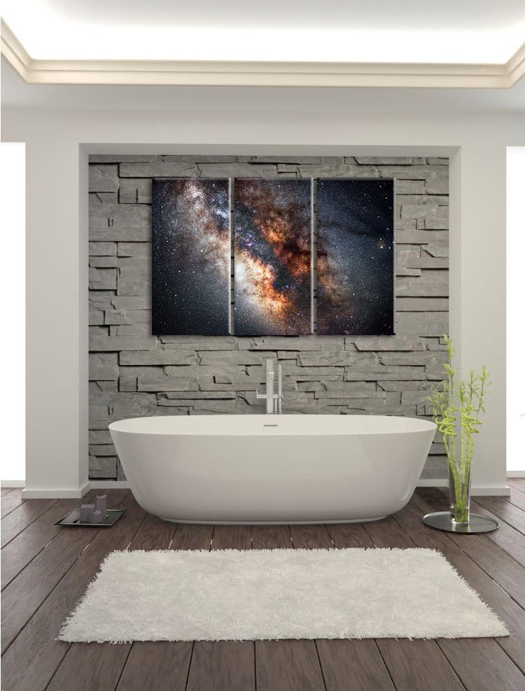 Pixxprint Zentrum der Milchstrasse 3-Teiler Leinwandbild 120x80 Bild auf Leinwand