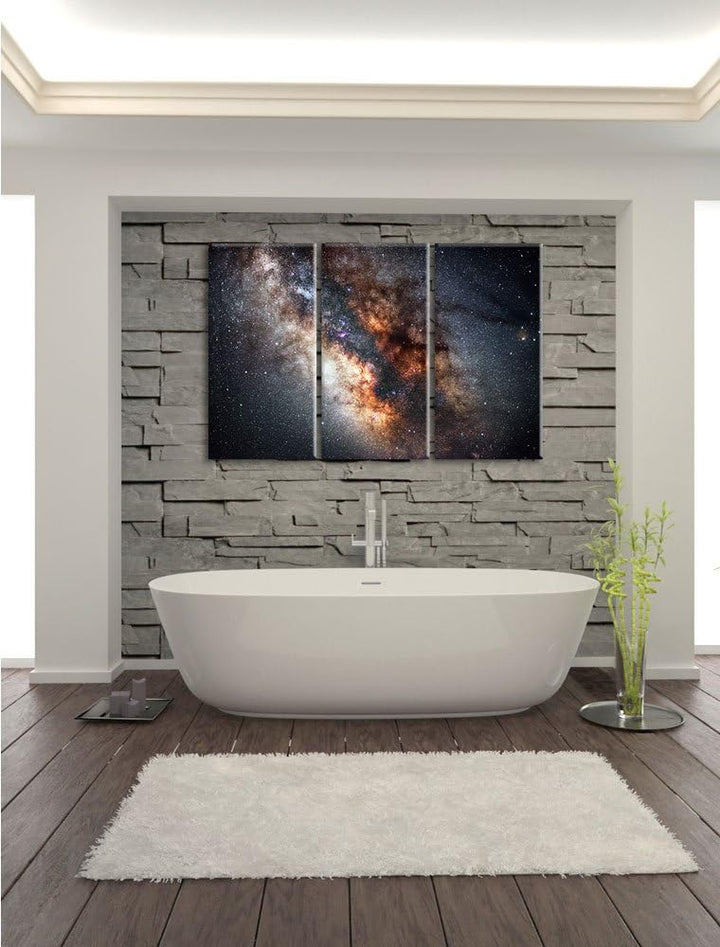 Pixxprint Zentrum der Milchstrasse 3-Teiler Leinwandbild 120x80 Bild auf Leinwand