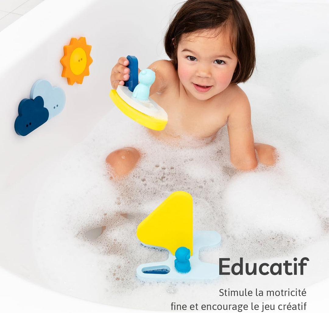 Quut Puzzle Friends Wegsegeln - Baby-Badespielzeug ab 10 Monaten - Baby-Badespiele - Fördert Motorik