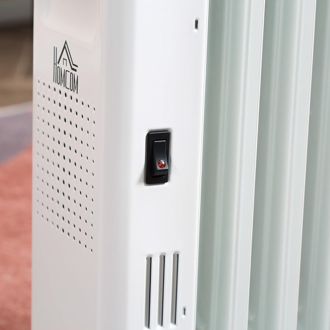 HOMCOM Ölradiator tragbar elektrisch Heizkörper 2500W 3 Heizstufen 24-Stunden-Timing elektrische Hei