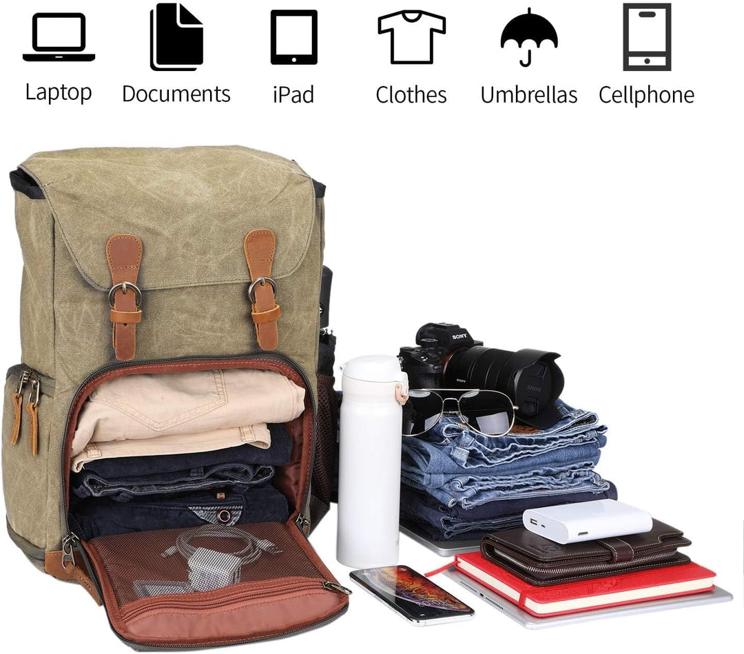 UBAYMAX Kamerarucksack mit Laptopfach,Spektiv DSLR Rucksack,Camera Backpack Canvas,Fotorucksack Vint