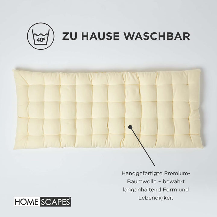 Homescapes 3-Sitzer Bankauflage, Creme-weiss, Sitzkissen für Bänke und Gartenbänke mit Bezug aus 100